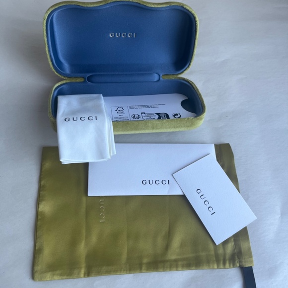 Gucci Sunglasses Eyeglasses Case Green Velvet Clamshell Lime Green Gucci Case - Picture 2 of 6